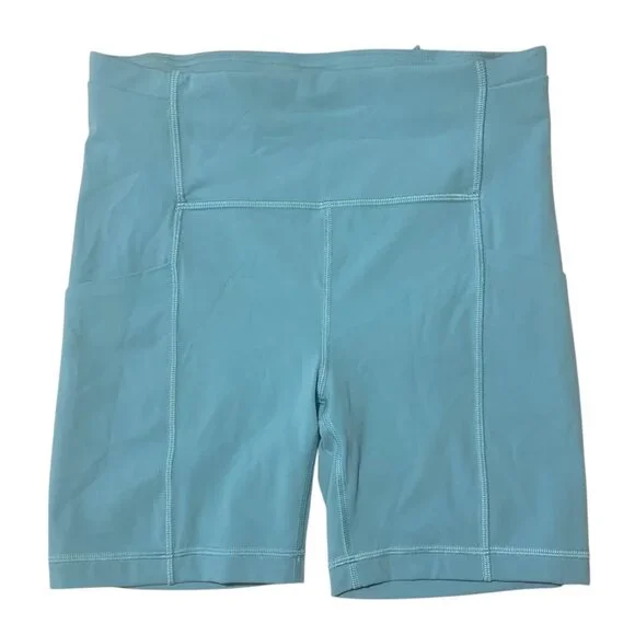 LULULEMON Utility Blue Wunder Under Train High-Rise Pocket 6" Spandex Shorts 6 - Picture 2 of 8